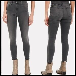 FRAME Le High Skinny Jeans Gray Wash Black Burton Stretch Womens 28 Modal Luxury